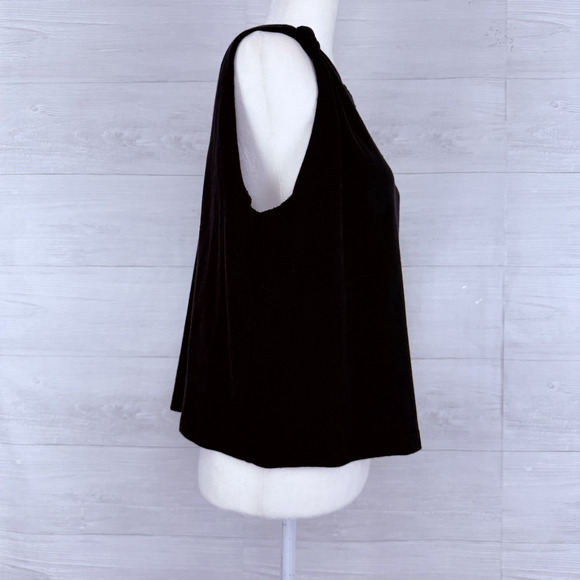 Current Elliot Shoulder Twist Knot Tank Top Size 0 Black Boxy Oversized Goth - Picture 6 of 13